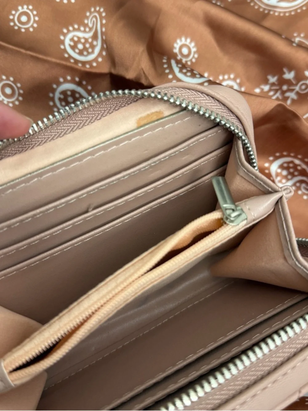 Ellen Tracy Quilted Zip Around Wallet Blush Pink Faux Leather